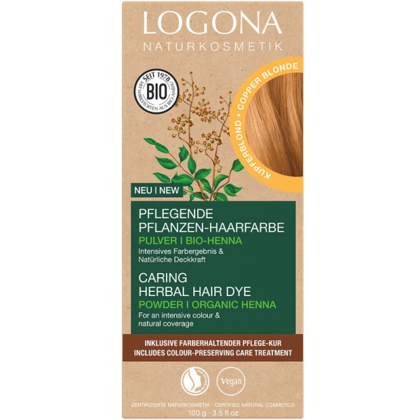 Pflegende Pflanzen-Haarfarbe Pulver Kupferblond, 100g - Logona