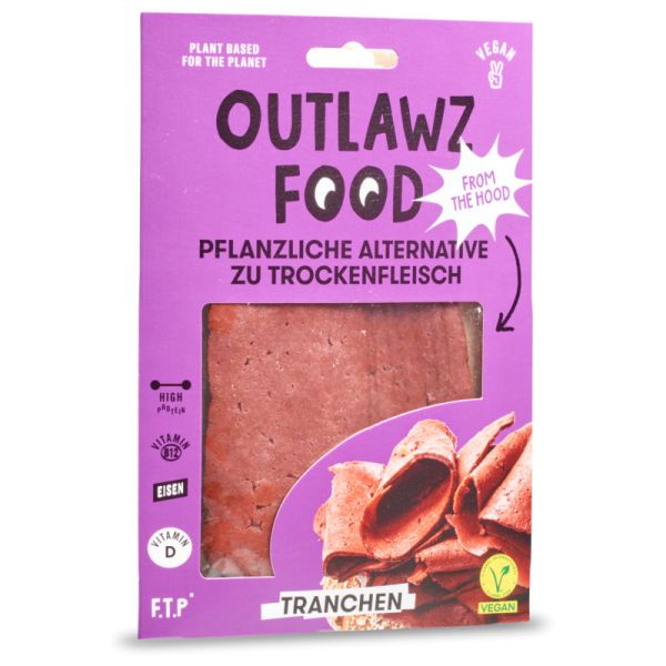 Pflanzliche Alternative zu Trockenfleisch Tranchen, 60g - Outlawz Food