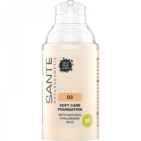 Soft Care Foundation with natural Hyaluronic Acid 03 Warm Meadow, 30ml - Sante