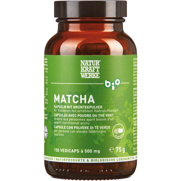 Matcha Kapseln mit Grünteepulver Bio, 75g - Natur Kraft Werke
