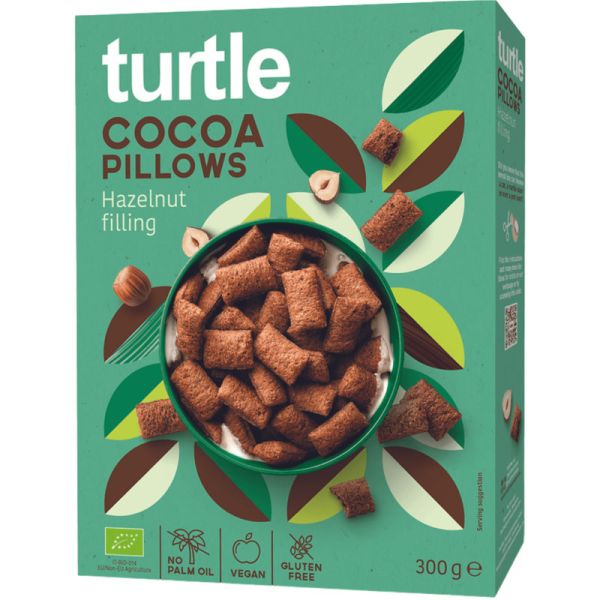Cocoa Pillows Hazelnut Filling Bio, 300g - Turtle