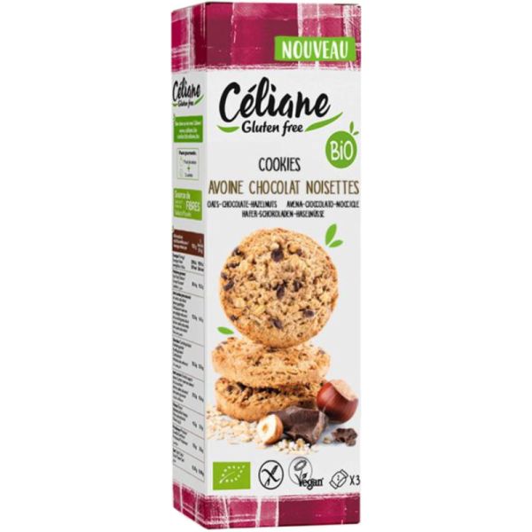 Cookies Schokolade Haselnuss Bio, 120g - Céliane Gluten free