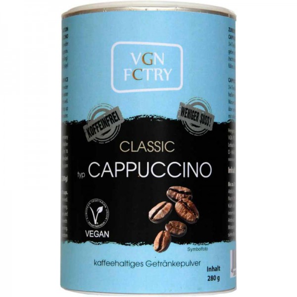 Instant Cappuccino Classic WENIGER SÜSS! KOFFEINFREI, 280g - VGN FCTRY