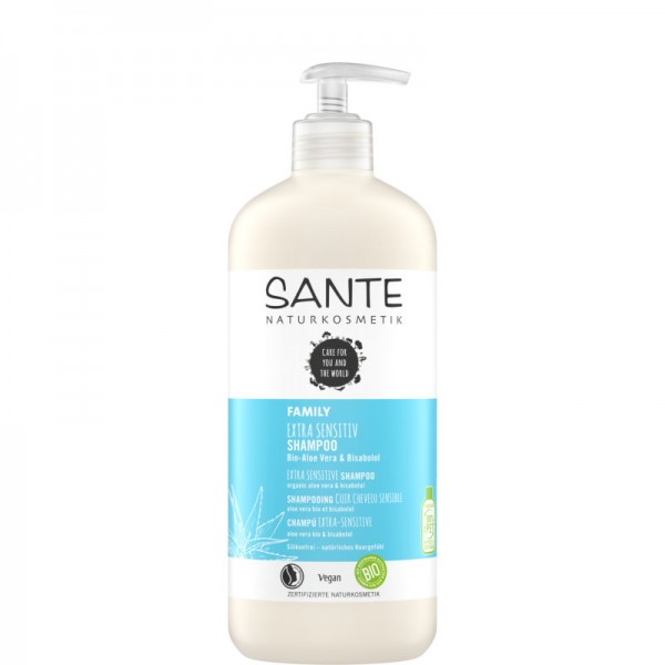 Family Extra Sensitiv Shampoo Bio-Aloe Vera & Bisabolol, 500ml - Sante