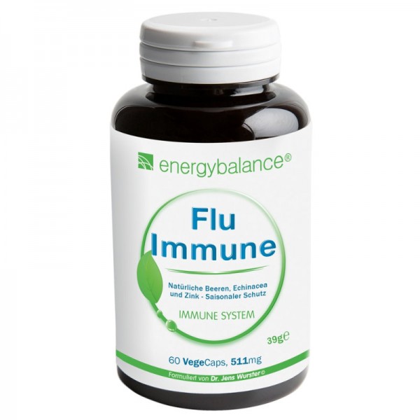 Flu Immune natürliche Beeren, Echinacea und Zink, 60 VegeCaps - Energybalance