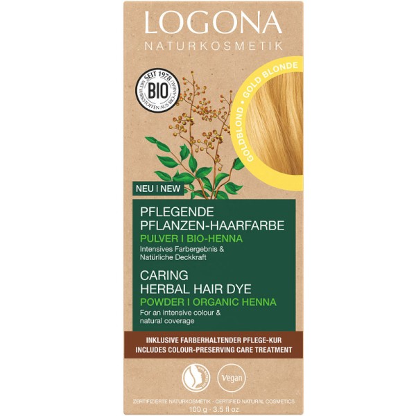Pflegende Pflanzen-Haarfarbe Pulver Goldblond, 100g - Logona