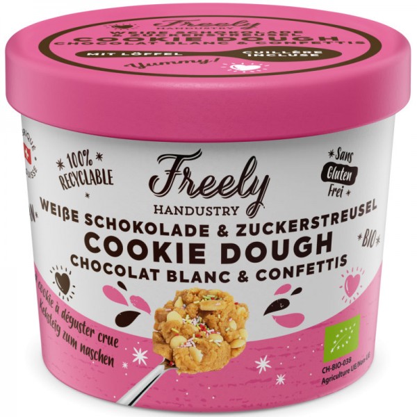 Weisse Schokolade & Zuckerstreusel Cookie Dough Bio, 100g - Freely Handustry