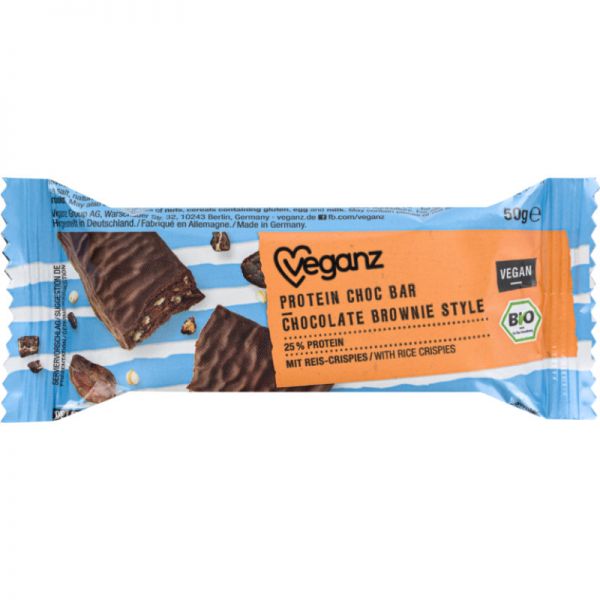 Protein Choc Bar Chocolate Brownie Style Bio, 50g - Veganz