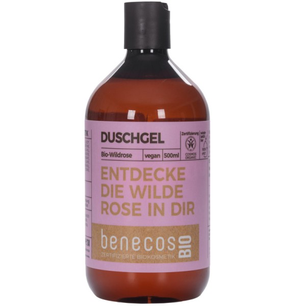 Entdecke die Wilde Rose in dir Duschgel Wildrose Bio, 500ml - Benecos