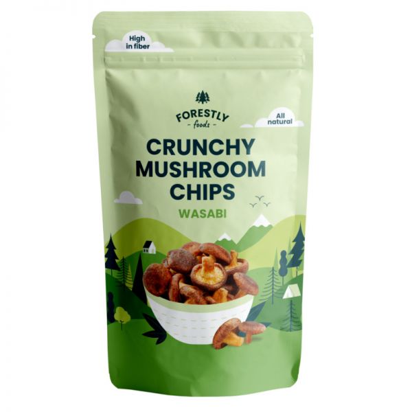 Crunchy Mushroom Chips Wasabi, 50g - Forestly Foods