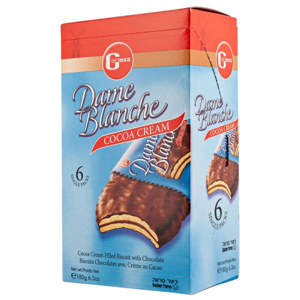 Dame Blance Cocoa Cream filled Biscuit with Chocolate, 180g - Gross