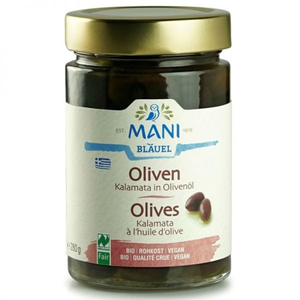 Oliven Kalamata in Olivenöl Bio, 280g - Mani