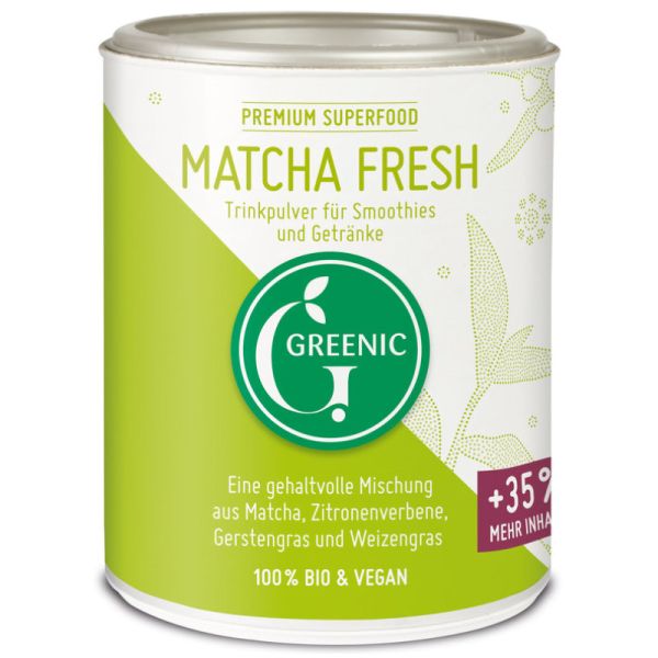 Matcha Fresh Superfood Trinkpulver für Smoothies & Getränke Bio, 110g - Greenic