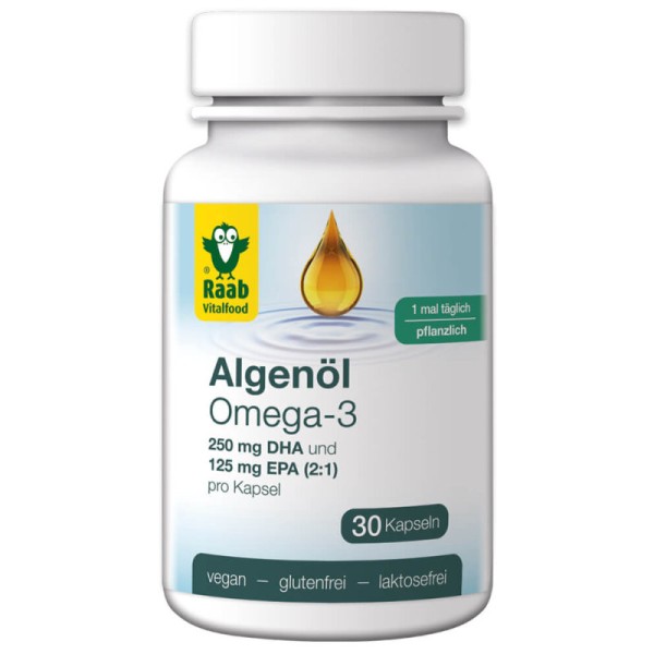 Algenöl Omega-3 mit DHA und EPA, 30 Kapseln - Raab