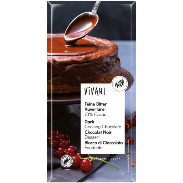 Feine Bitter Kuvertüre 70% Cacao Bio, 200g - Vivani