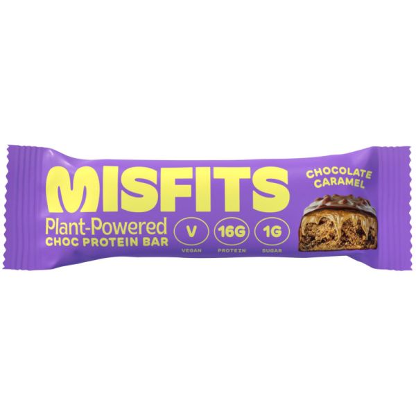Plant-Based Chocolate Caramel High Protein Bar, 45g - Misfits