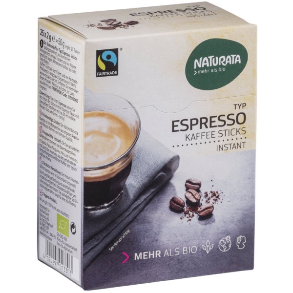 Espresso Kaffee Sticks Instant Bio, 25x2g - Naturata