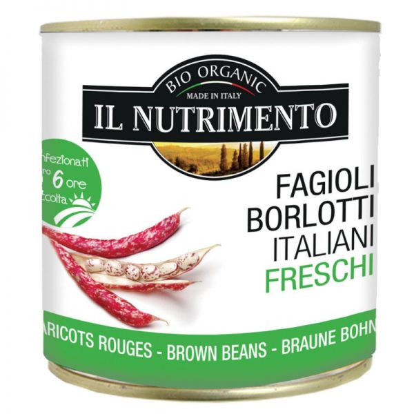 Braune Bohnen Borlotti in Wasser mit Salz Bio, 400g - Il Nutrimento