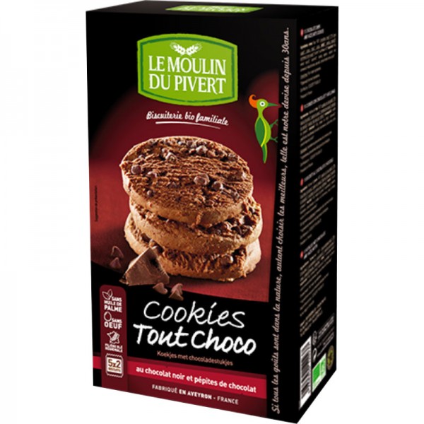 Cookies Tout Choco Schokostückchen Bio, 175g - Le Moulin du Pivert