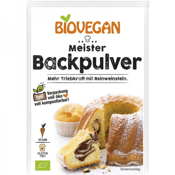 Meister Backpulver mit Reinweinstein Bio, 3 x 17g - Biovegan