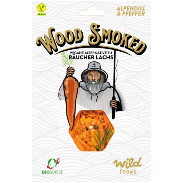 Wood Smoked vegane Alternative zu Lachs Alpendill & Pfeffer, 130g - Wild Foods