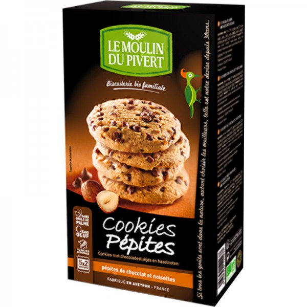 Cookies Pekannüsse & Schokoladenstückchen Bio, 175g - Le Moulin du Pivert