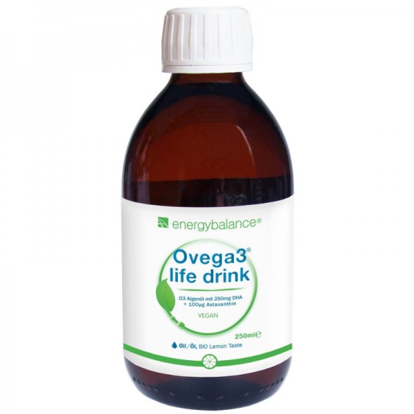 Ovega3 life drink mit DHA Algenöl und Astaxanthin, 250ml - Energybalance
