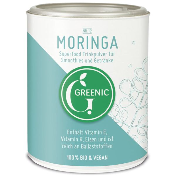 Moringa Superfood Trinkpulver für Smoothies & Getränke Bio, 100g - Greenic
