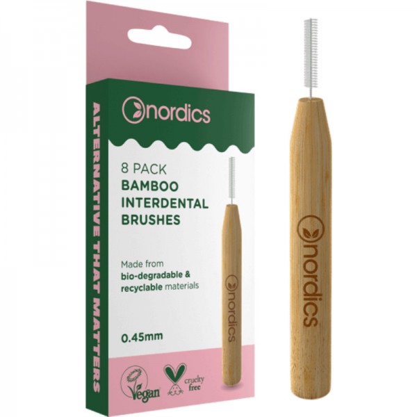 Bamboo Interdental Brushes 0.45 mm, 8 Stück - nordics