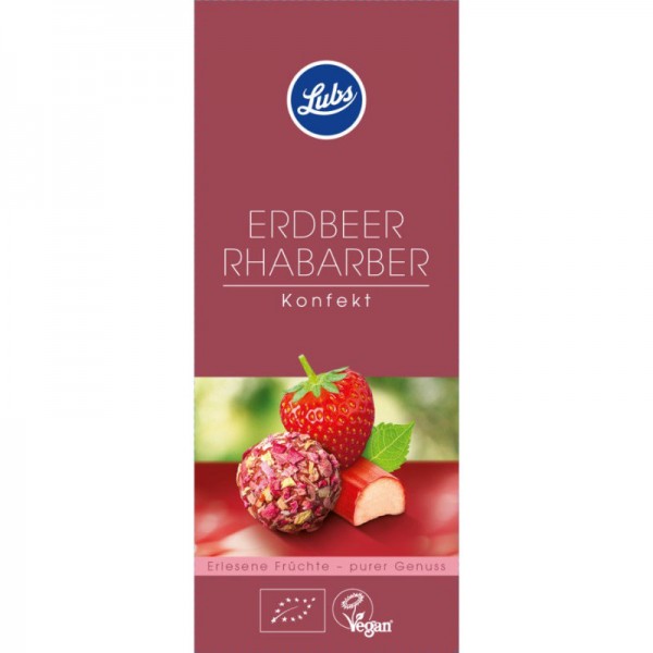 Erdbeer-Rhabarber-Konfekt Bio, 80g - Lubs