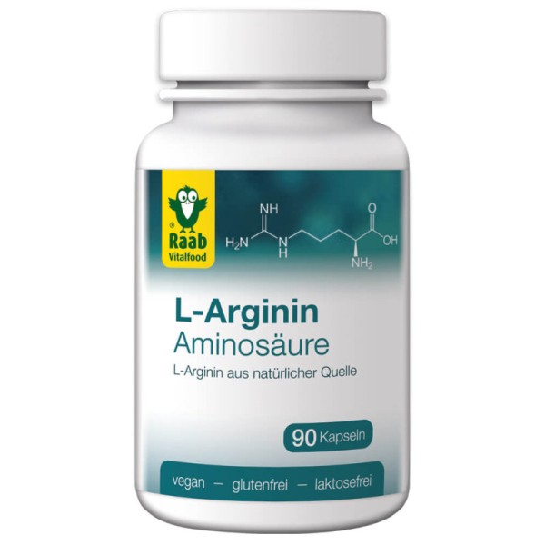 L-Arginin Aminosäure aus natürlicher Quelle, 90 Kapseln - Raab