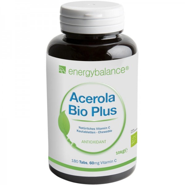 Acerola Bio Plus natürliches Vitamin C 60mg, 180 Lutschtabletten - Energybalance