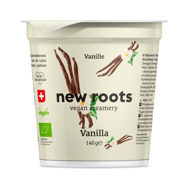 Pflanzliche Alternative zu Vanille Joghurt Bio, 140g - New Roots