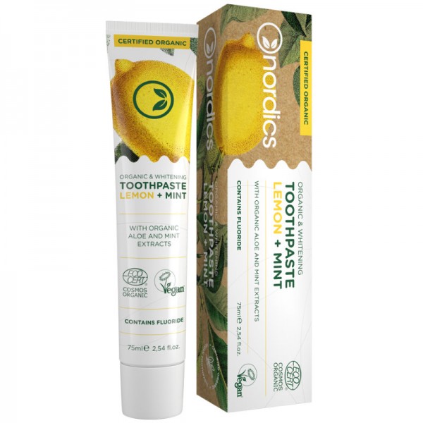 Organic & Whitening Toothpaste Lemon + Mint, 75ml - nordics