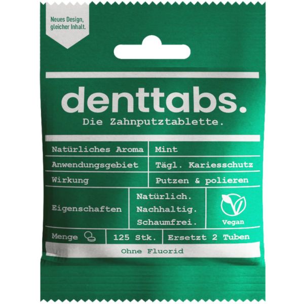 Zahnputz-Tabletten ohne Fluorid, 125 Tabs - Denttabs