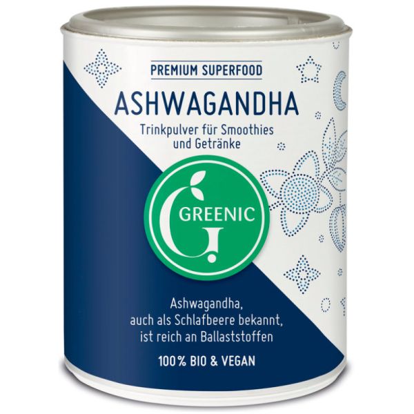 Ashwagandha Superfood Trinkpulver für Smoothies & Getränke Bio, 140g - Greenic