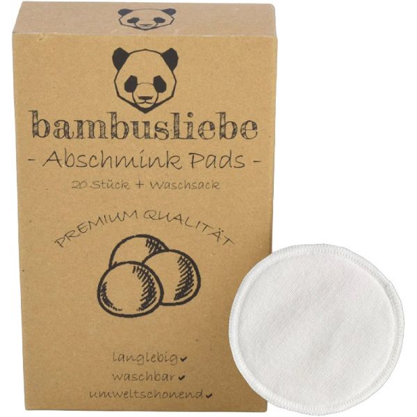 Waschbare Abschminkpads + Waschsack, 20 Stück - bambusliebe