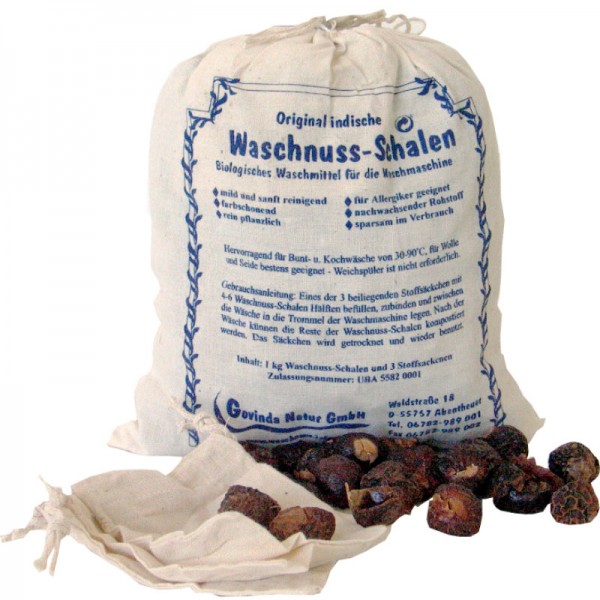 Waschnuss-Schalen Beutel (inkl. 1 Waschsäcklein), 1kg - Govinda