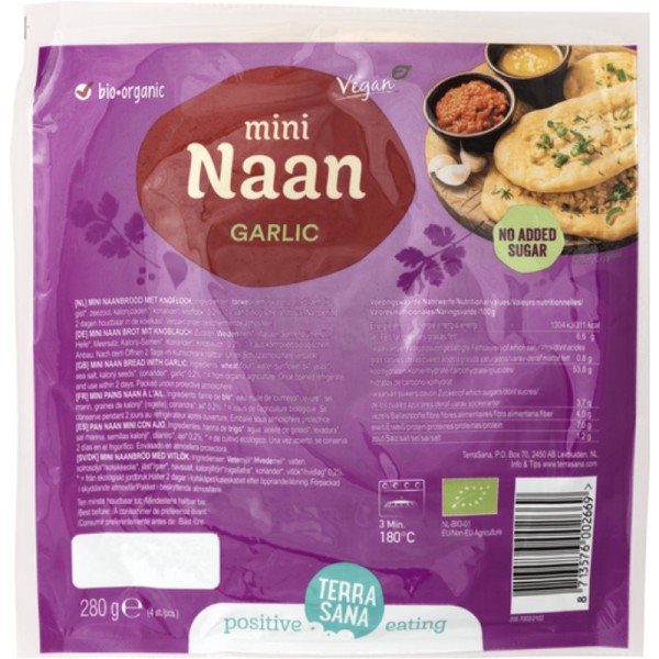 Mini Naan Garlic 4 Stück Bio, 280g - TerraSana