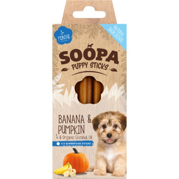 Puppy Sticks Banana & Pumpkin, 100g - Soopa
