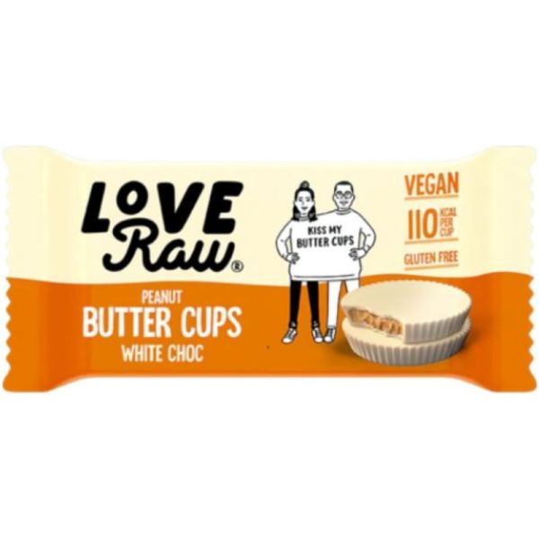 2 Chocolate Butter Cups White Choc, 34g - Love Raw