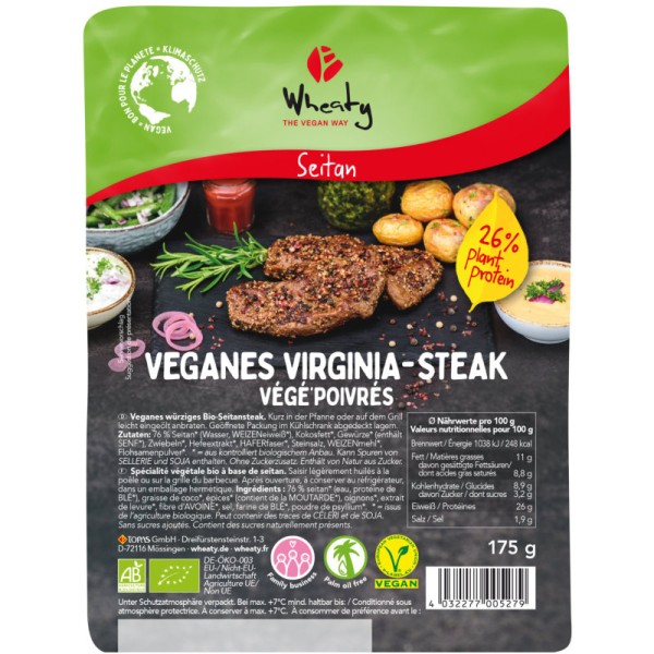 Veganes Virginia Steak Bio, 175g - Wheaty