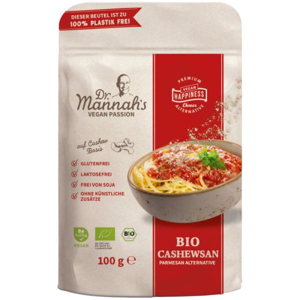 Cashewsan vegane Alternative zu Parmesan Bio, 100g - Dr. Mannah's