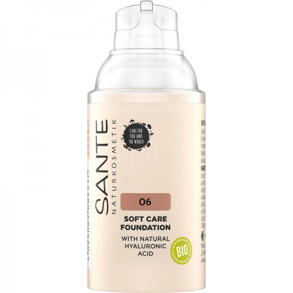 Soft Care Foundation with natural Hyaluronic Acid 06 Neutral Amber, 30ml - Sante