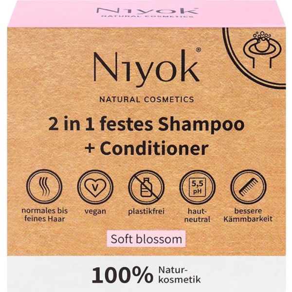 Soft Blossom 2 in 1 festes Shampoo & Conditioner, 80g - Niyok