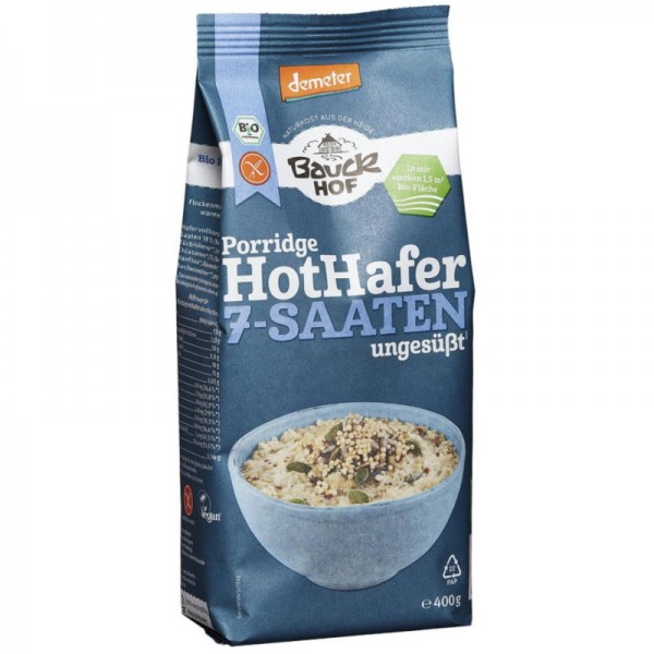 Porridge Hot Hafer 7-Saaten ungesüsst Demeter, 400g - Bauckhof