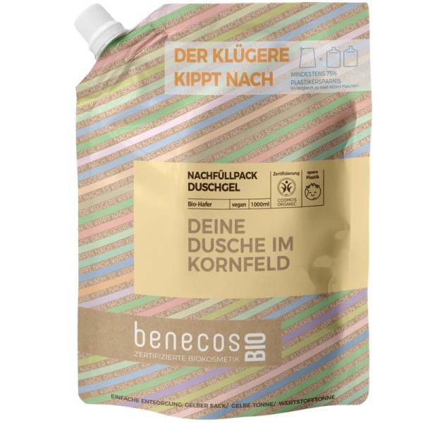 Deine Dusche im Kornfeld Duschgel Hafer Nachfüllpack Bio, 1L - Benecos