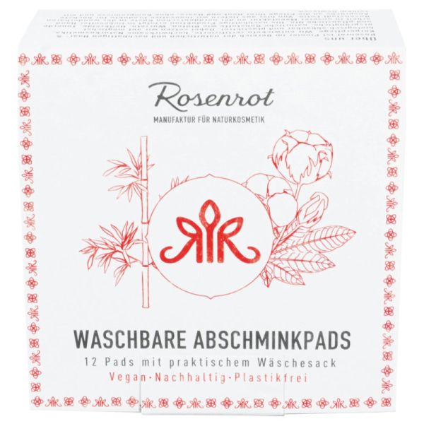 Waschbare Abschminkpads mit Wäschesack, 12 Stück - Rosengarten