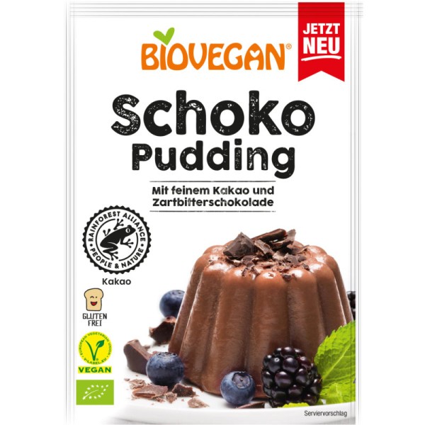 Schoko Pudding mit feinem Kakao und Zartbitterschokolade Bio, 55g - Biovegan