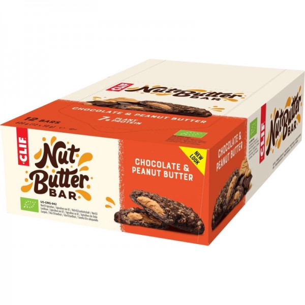 Nut Butter Bar Chocolate & Peanut Butter Bio Box, 12 Stück - Clif Bar